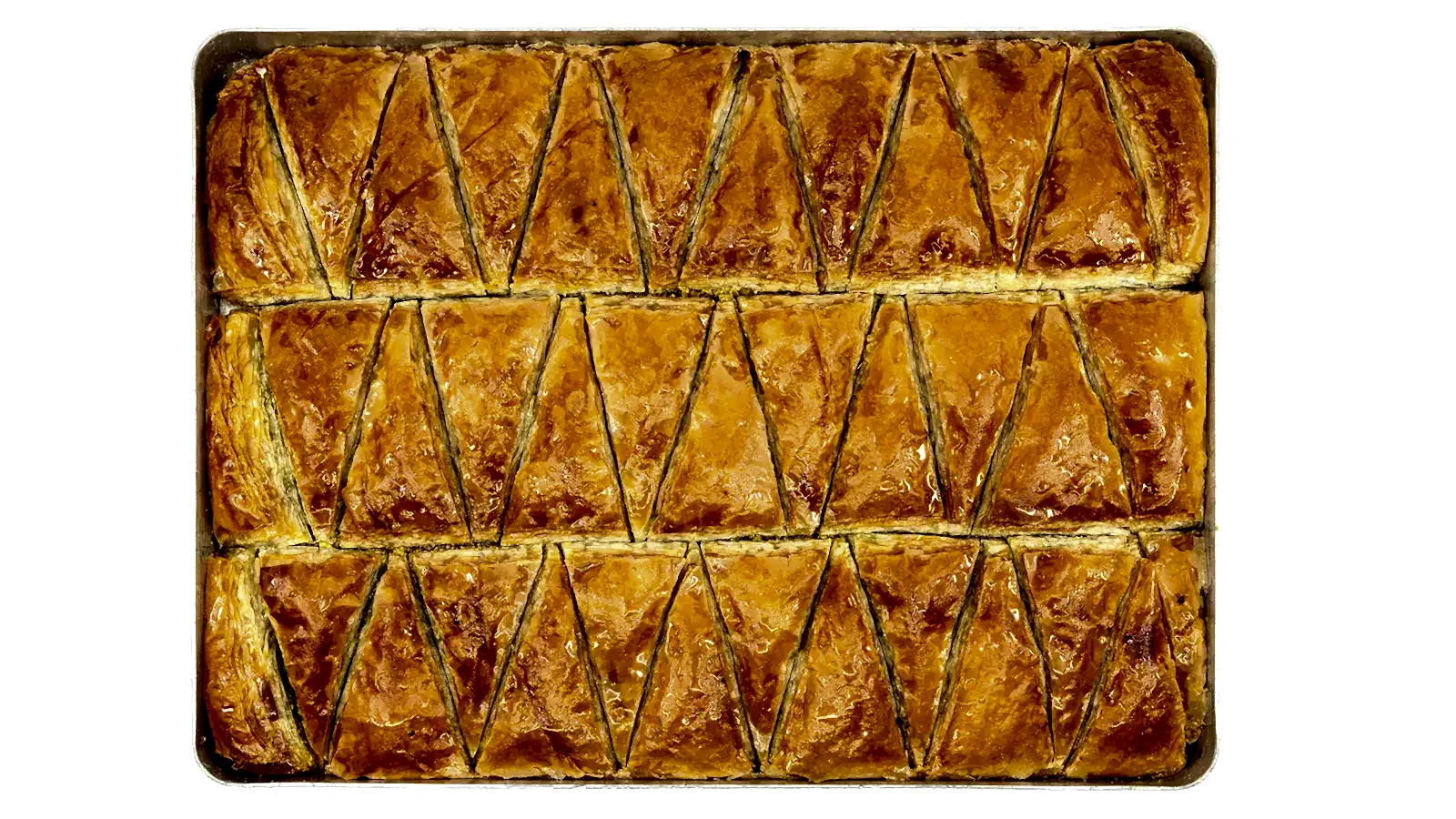 Havuç dilim baklava tepsisi (kg), manda tereyağı, Antep boz fıstık ve el açması yufka ile hazırlanmış – Bakı Dede Kebap Steak Burger Tatlı Kasap